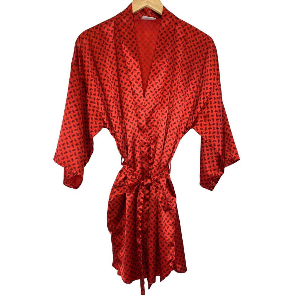 Vintage Jayre California Robe Paisley Print Kimono Style Loungewear Red Medium
